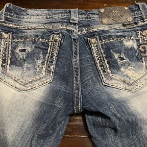 Distressed Miss Me sequin bootcut jeans